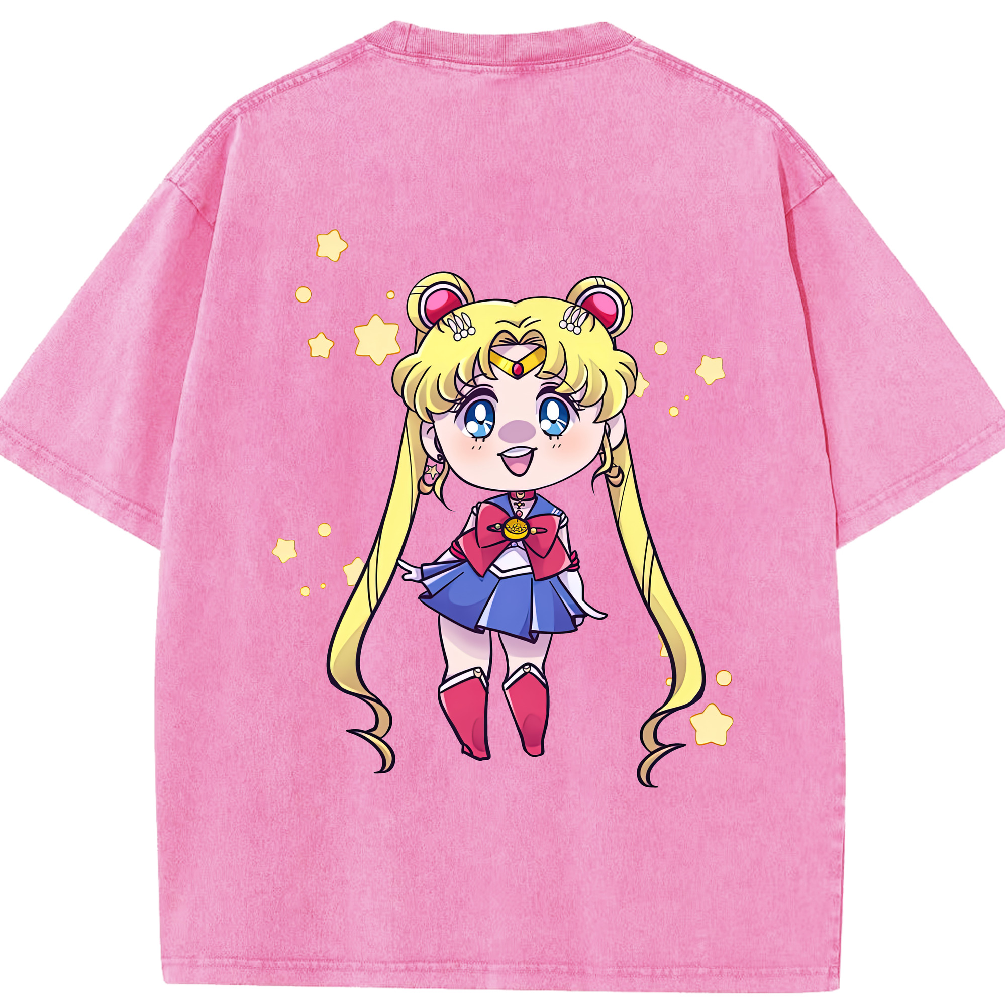 （画像用） 美少女戦士セーラームーン 月野 うさぎ つきの うさぎ Sailor Moon Tsukino Usagi 綿100% ヴィンテージ風 半袖Tシャツ（背面プリント）